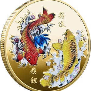 Chinese Koi Fish Souvenir / Commemorative Lucky Coin