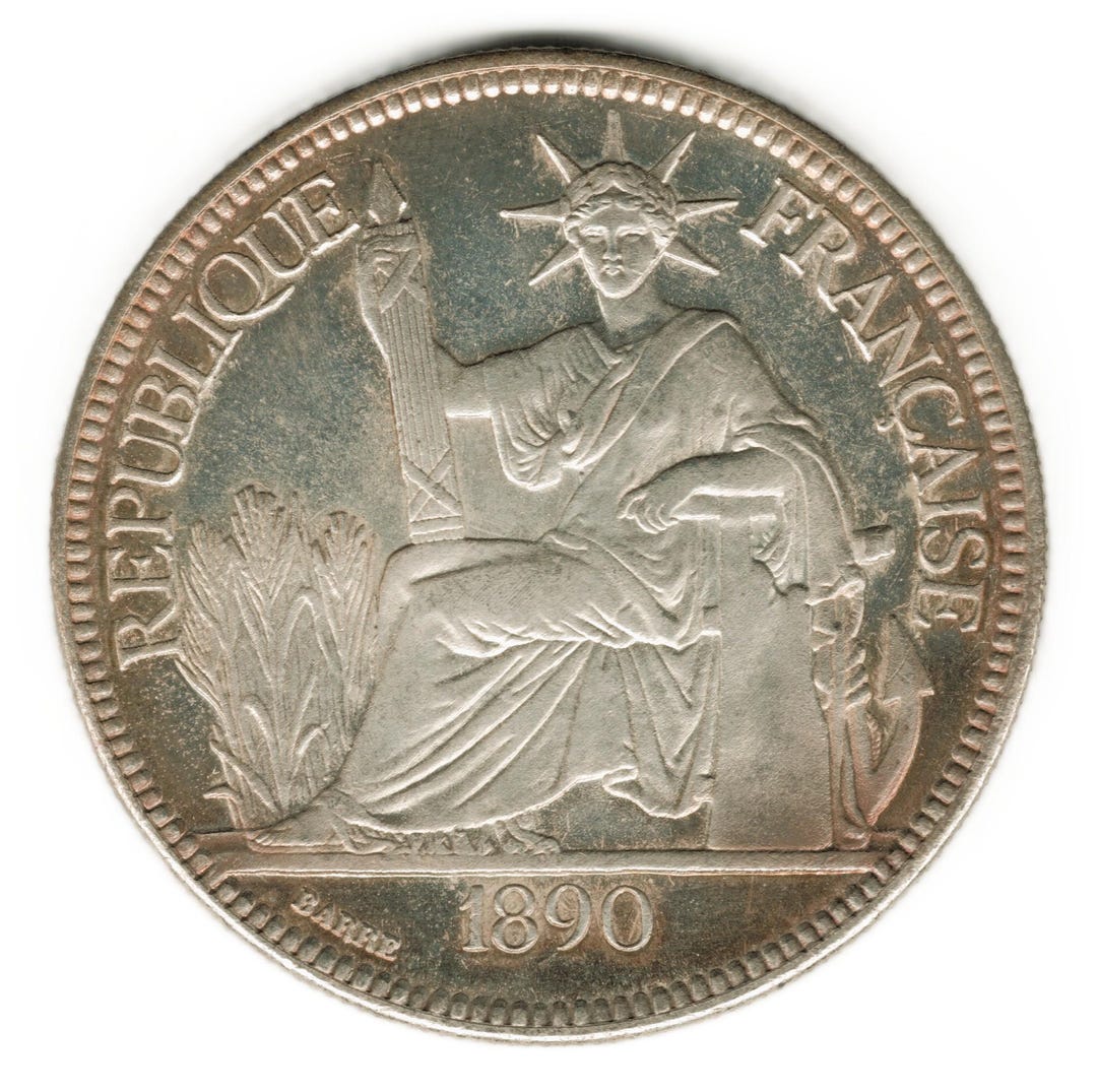 1890年フランス - フランス領インドシナピアストル - コインの複製