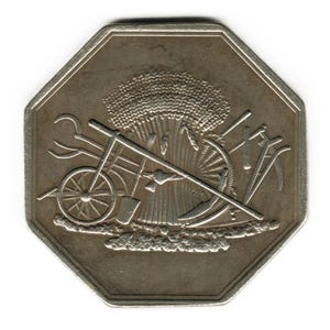 French octagonal jeton 1818 - Societe D&#39;Agriculure du Cher - copy of token