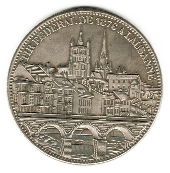 1876 Switzerland 5 Francs Lausanne Shooting Festival - Copy of