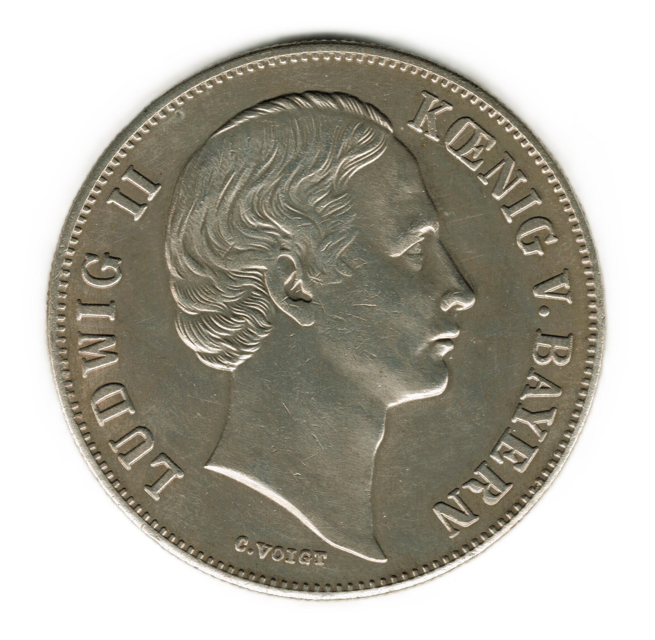 1866年ドイツ諸州バイエルン州 Vereinsthaler - ルートヴィヒ2世