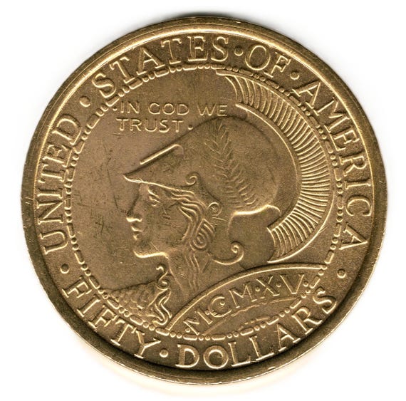 1915 Panama Pacific 50 Fifty US Dollars - Copy of Coin - Etsy