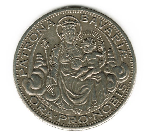 1928年ドイツバイエルン - 聖母子 - カール・ゲッツメダル - メダルの