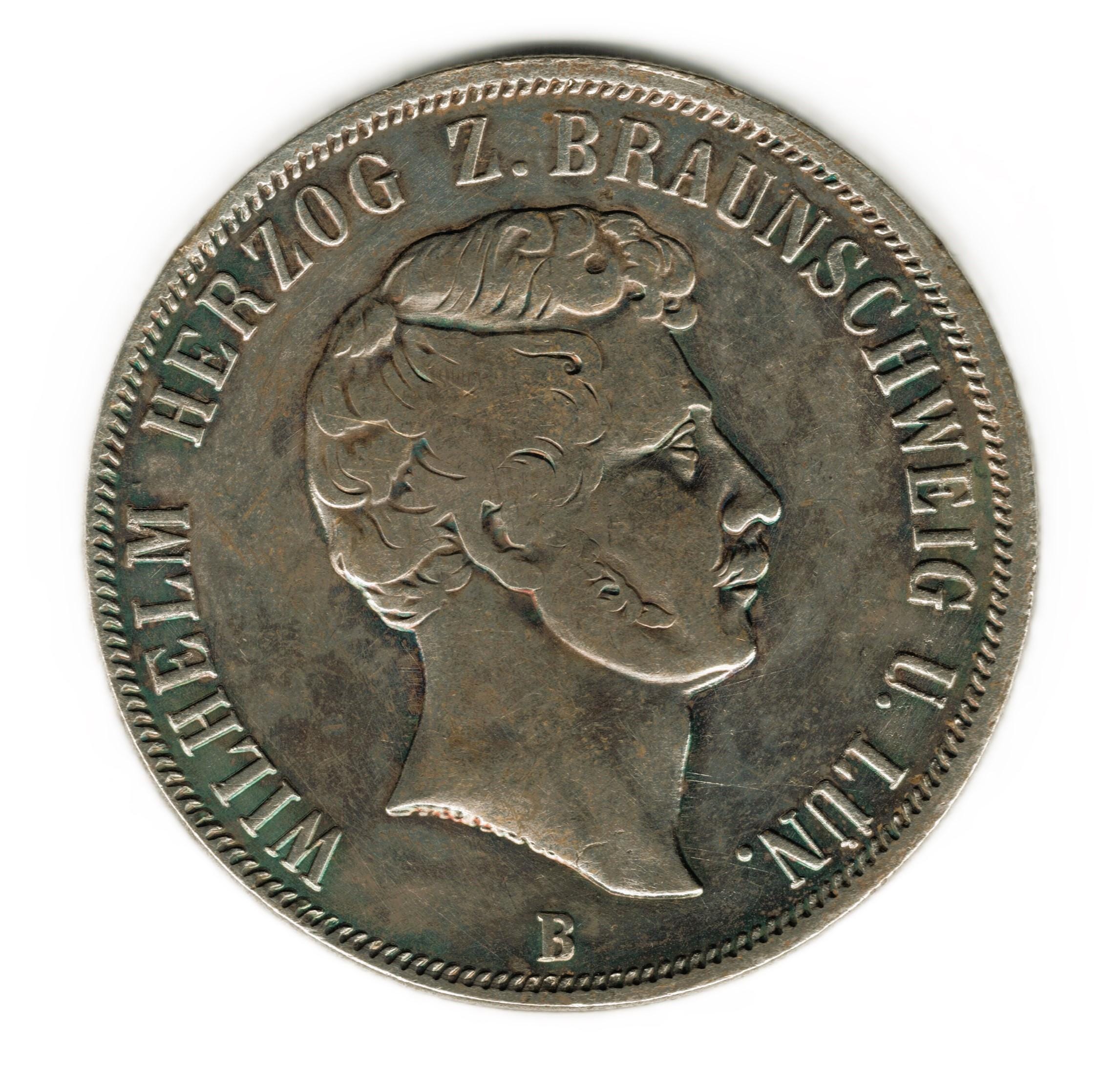 1854 Germany - Brunswick-wolfenbuttel 2 Thaler - William VIII