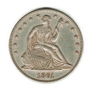 1861 Seated Liberty US Half Dollar - copy of coin