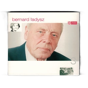 Puede incluir: Caja de CD con un retrato de Bernard Ładysz, con el nombre en texto rosa. La caja incluye una pequeña foto enmarcada de una mujer y el logotipo de la Radio Polaca. Las palabras "3 cd" son visibles.