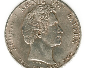 1866年ドイツ諸州バイエルン州 Vereinsthaler - ルートヴィヒ2世