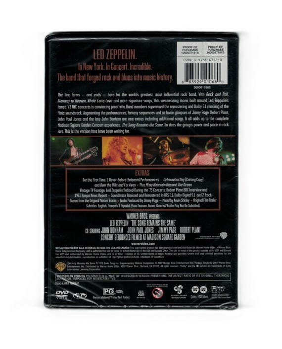 Led Zeppelin - the Song Remains the Same (DVD 2 Disc) 1976 NEW - Etsy