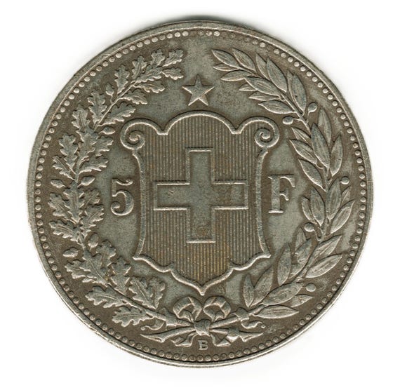 スイス　フラン　5フラン硬貨　20枚 1907年スイス5フラン - コインの複製 - Etsy 日本