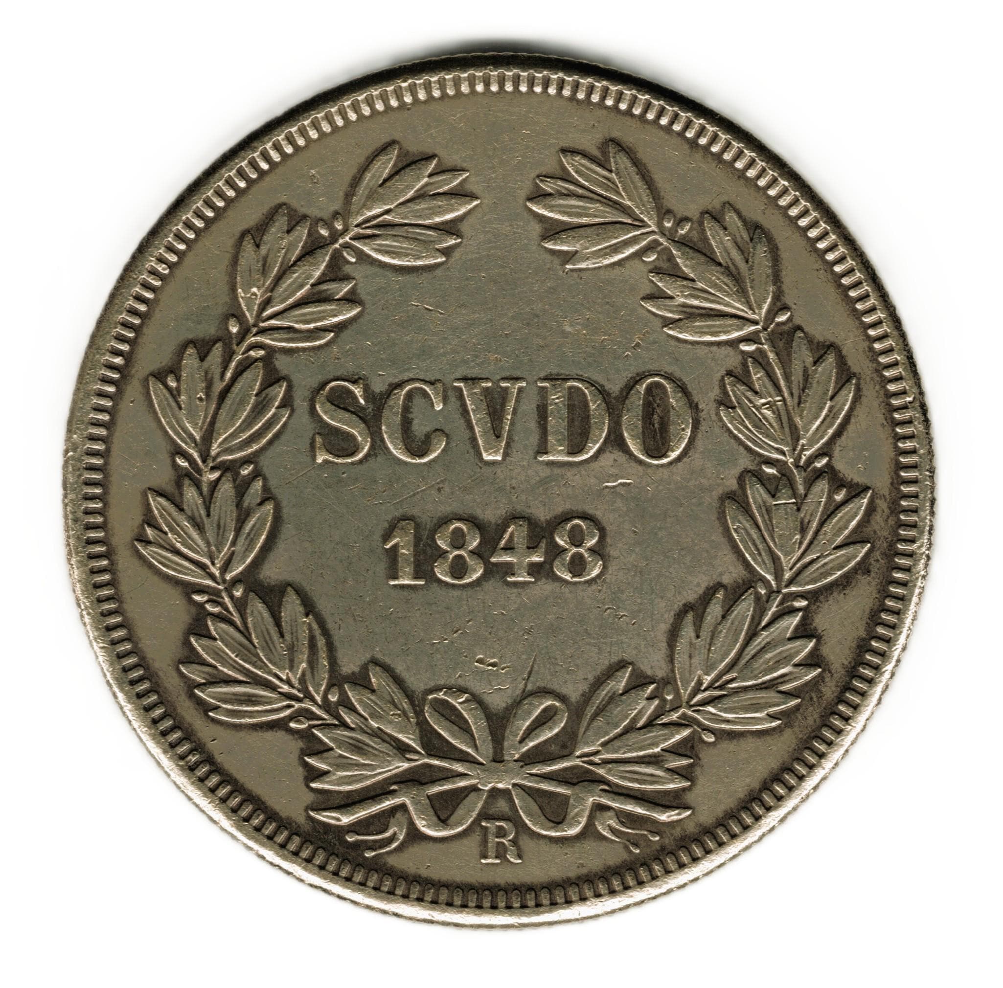 1848年 イタリア - 教皇領 - バチカン スクード - ピウス9世 - コイン