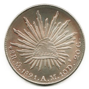 1891 AM Mexico 8 Reales - copy of coin