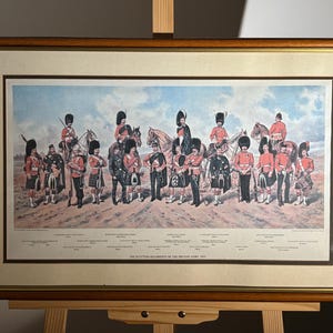 Lámina enmarcada de los Regimientos Escoceses: Arte militar victoriano de R. Simkin