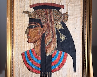 エジプト　パピルス　額縁いり　A ヴィンテージ額入りエジプトパピルス絵画 - ミュージシャンのサイン