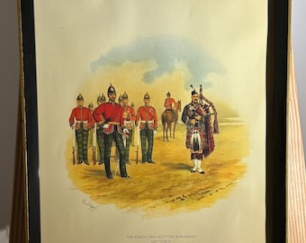 Impressão vintage do exército britânico: King’s Own Scottish Borderers por Richard Simkin