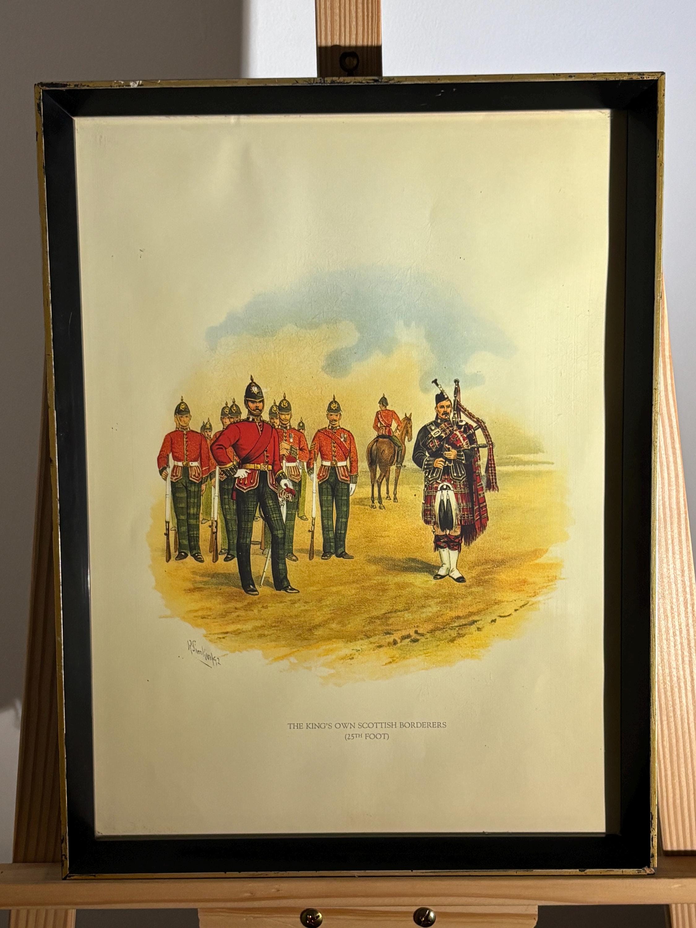 絵 山の上にあるはちみつ色の町】イギリス アンティーク 版画 手彩色