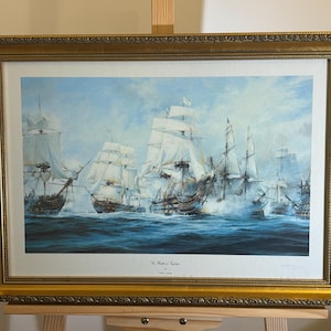 Robert Taylor Signed Print – The Battle of Trafalgar 1980 – Limited Edition Naval Maritime Art Framed