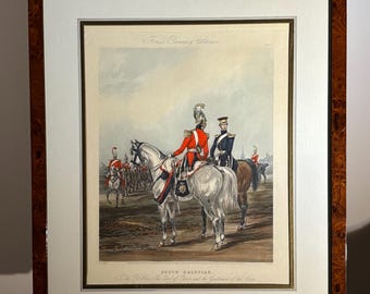 Antique Military Print: "South Salopian" Hand-Colored Engraving, Framed