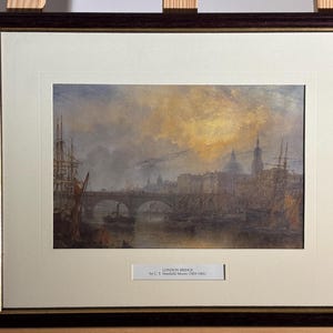 Vintage Framed Print – London Bridge by C. T. Stanfield Moore (1853–1901) | 19th Century London Maritime Scene