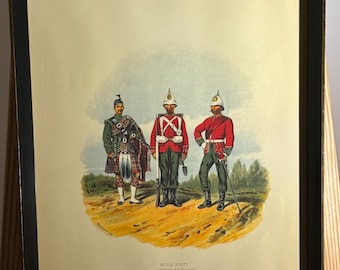 Impressão emoldurada da Royal Scots: Obra de arte vintage do exército britânico por Richard Simkin