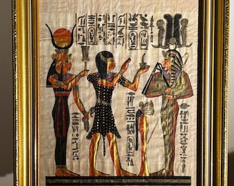 S.GHARIB によって描かれ署名された本物のエジプトのパピルス