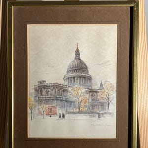Vintage Framed Print: St. Paul&#39;s Cathedral, London Cityscape