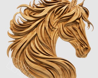 Pferderelief STL - Elegantes 3D CNC Relief für Holzschnitzereien (Digitaler Download)