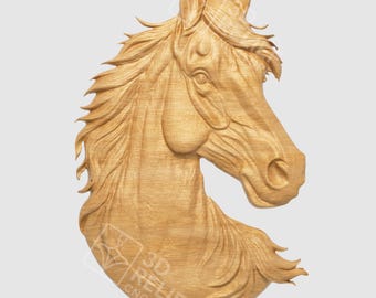 Pferderelief 3D Model STL | CNC-Fräser, Holzschnitzerei (Digitaler Download)