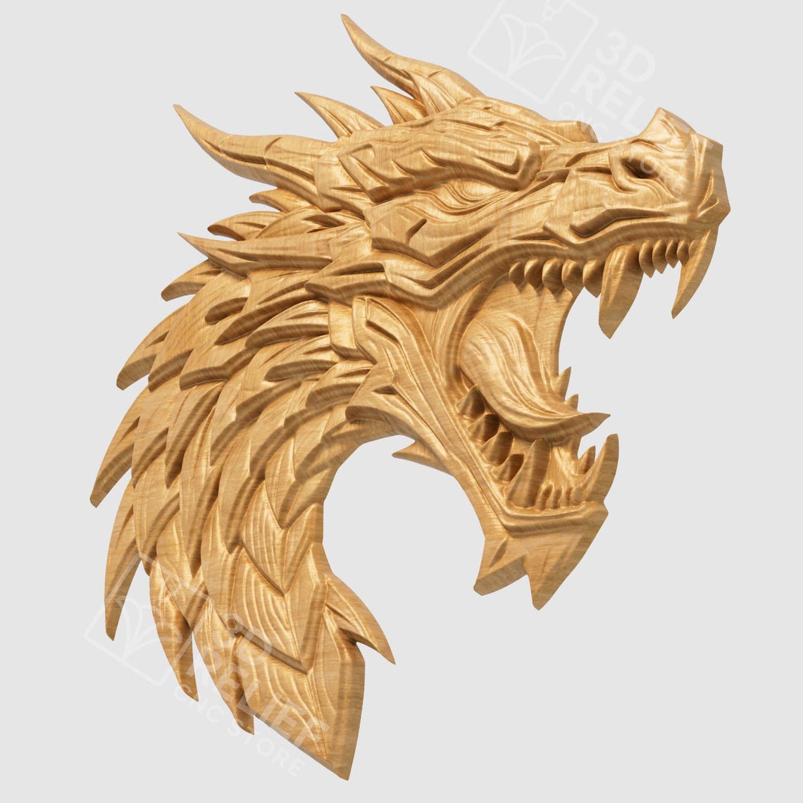 Dragon Head 3D STL Relief for CNC Router | Fantasy Wood Carving - Etsy
