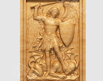 Archangel Michael Relief STL File for CNC Wood Carving | 3D Model Download