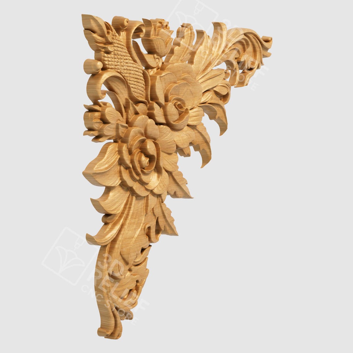 Floral Corner STL Relief – CNC Wood Carving 3D Model, Decorative ...
