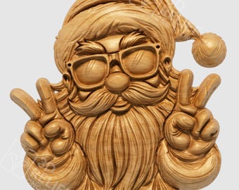 Santa Claus STL Relief – CNC Wood Carving 3D Model, Christmas Wall Art, Festive Decor File