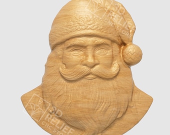 Santa Claus Relief 3D Model STL File | CNC Router, Wood Carving (Digital Download)