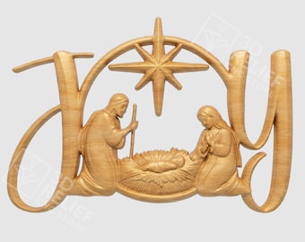 JOY Nativity Scene STL Model – 3D CNC Carving (Digital File)
