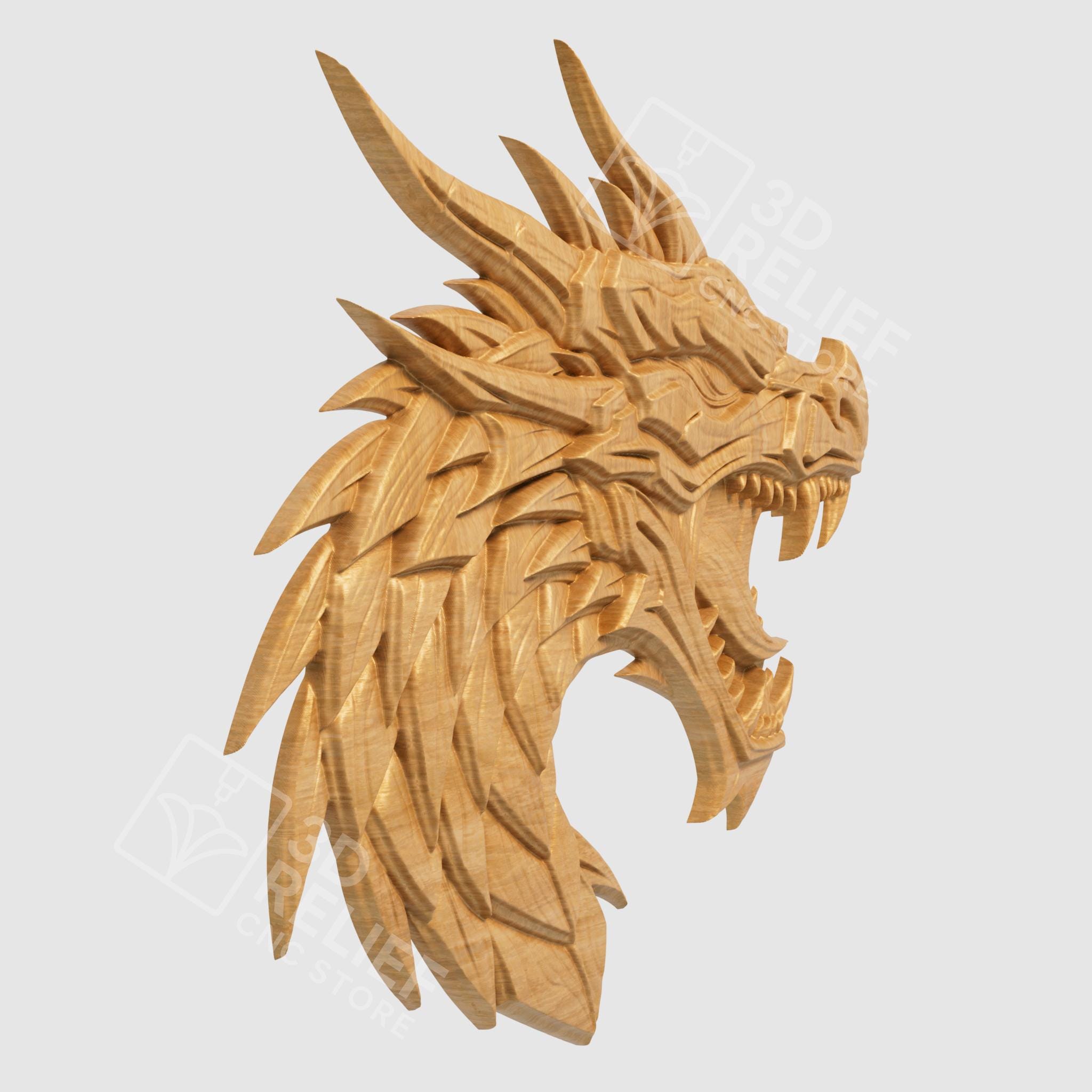 Dragon Head 3D STL Relief for CNC Router | Fantasy Wood Carving - Etsy