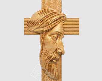 Jesus Cross Bas Relief STL | CNC Wood Carving 3D Model