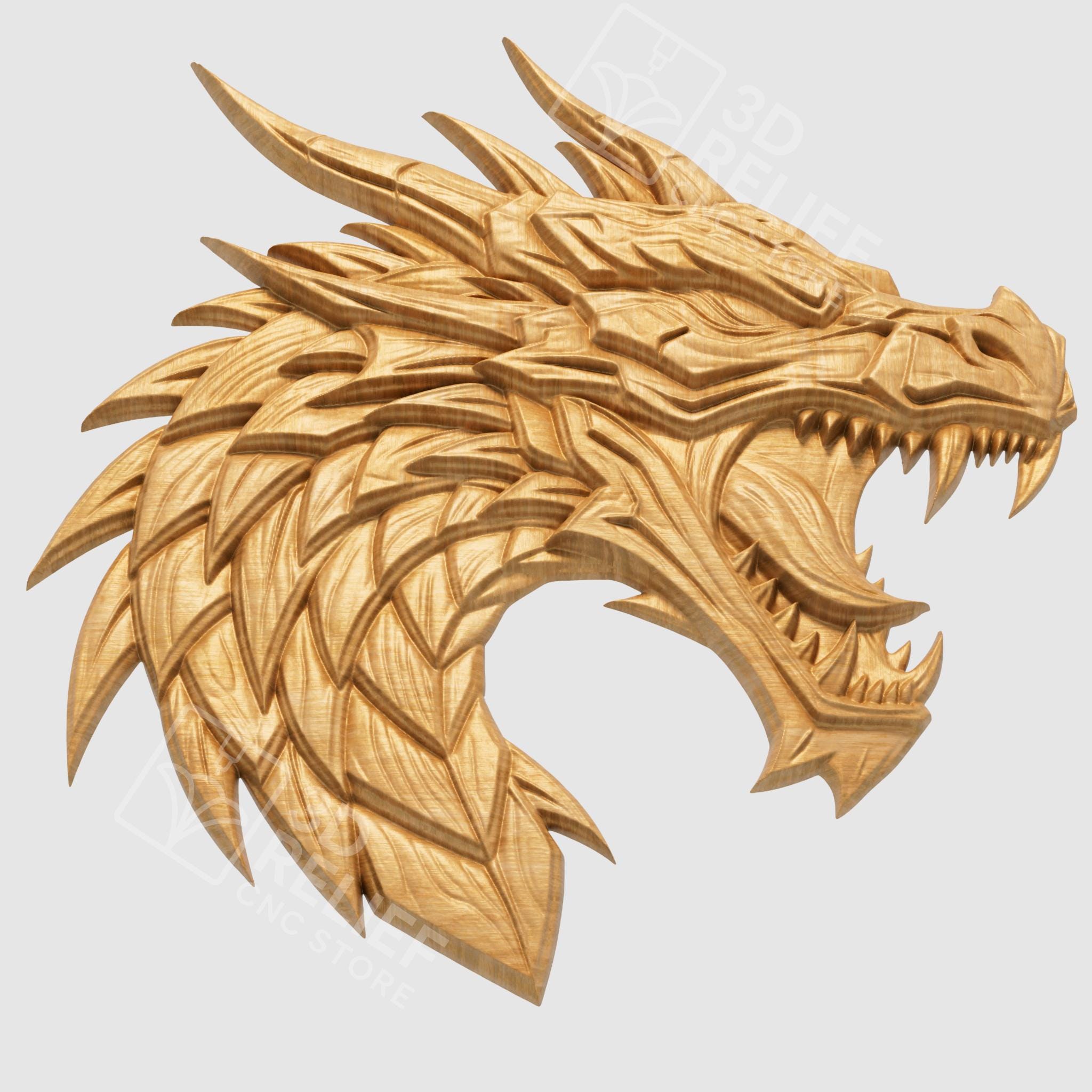 Dragon Head 3D STL Relief for CNC Router | Fantasy Wood Carving - Etsy