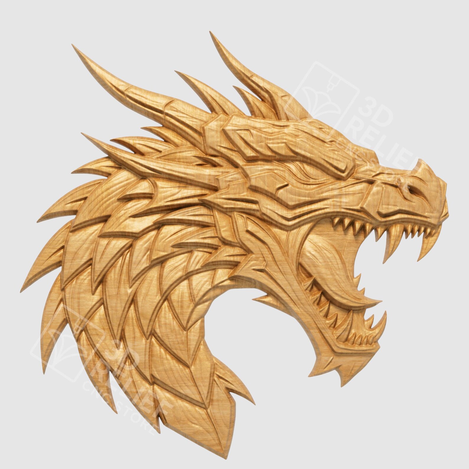 Dragon Head 3D STL Relief for CNC Router | Fantasy Wood Carving - Etsy