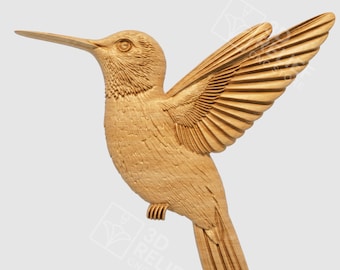 Archivo STL de colibrí para relieve de tallado de madera CNC