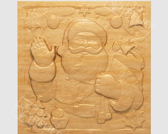 Santa Claus Relief STL File for CNC | Christmas 3D Model | Wood Carving Bas-Relief Download