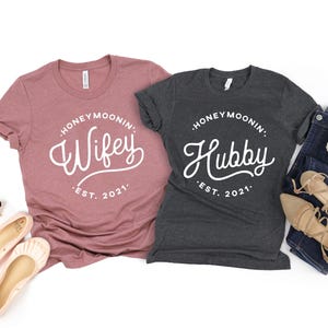 Cute Honeymoon Shirts, Wifey Hubby, Mr Mrs Shirts, Newlywed Shirts, Just Married T-Shirts, Engaged Matching Set, Fiancee Fiance Tees, Bride