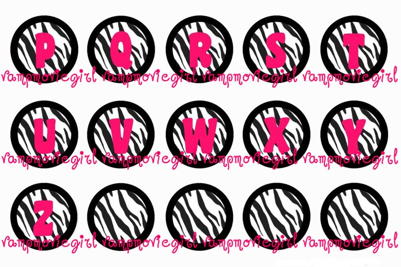 INSTANT Download...hot Pink Zebra Alphabet 1 Inch Circle Image Etsy