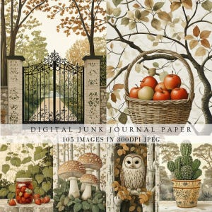 Vintage scrapbooking journal art jardin de la ferme pour l'automne farmlife pages imprimables numériques pour invitation mariage anniversaire baby shower carte