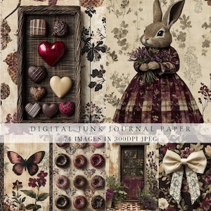 Art mural numérique floral numérique pour scrapbooking cottage cottage violet royal, carte d'invitation, carte postale, coeur, arrière-plan numérique, impressions de porche