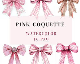 Watercolor Pastel Pink Coquette Ribbon Bow Clipart Png, Wedding Bridal ...