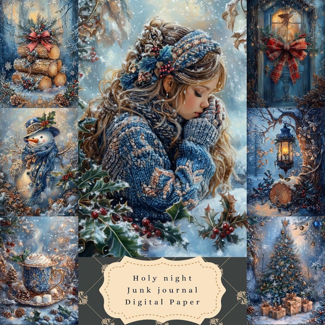 Christmas Holiday Digital Printable Junk Journal Paper Kit, Silent ...