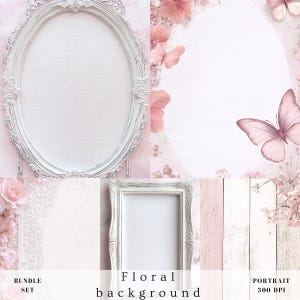 Fond de bordure cadre floral rose blanc, toile de fond fleur numérique, carte d'invitation de mariage, baby shower nuptiale, album de coupures, journal indésirable