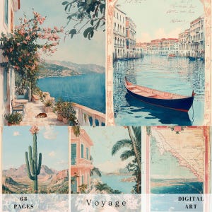 Páginas de arte de pared para álbumes de recortes de diarios de viajes antiguos, memorias rústicas, mapas, recuerdos de viajes, papel digital imprimible efímero