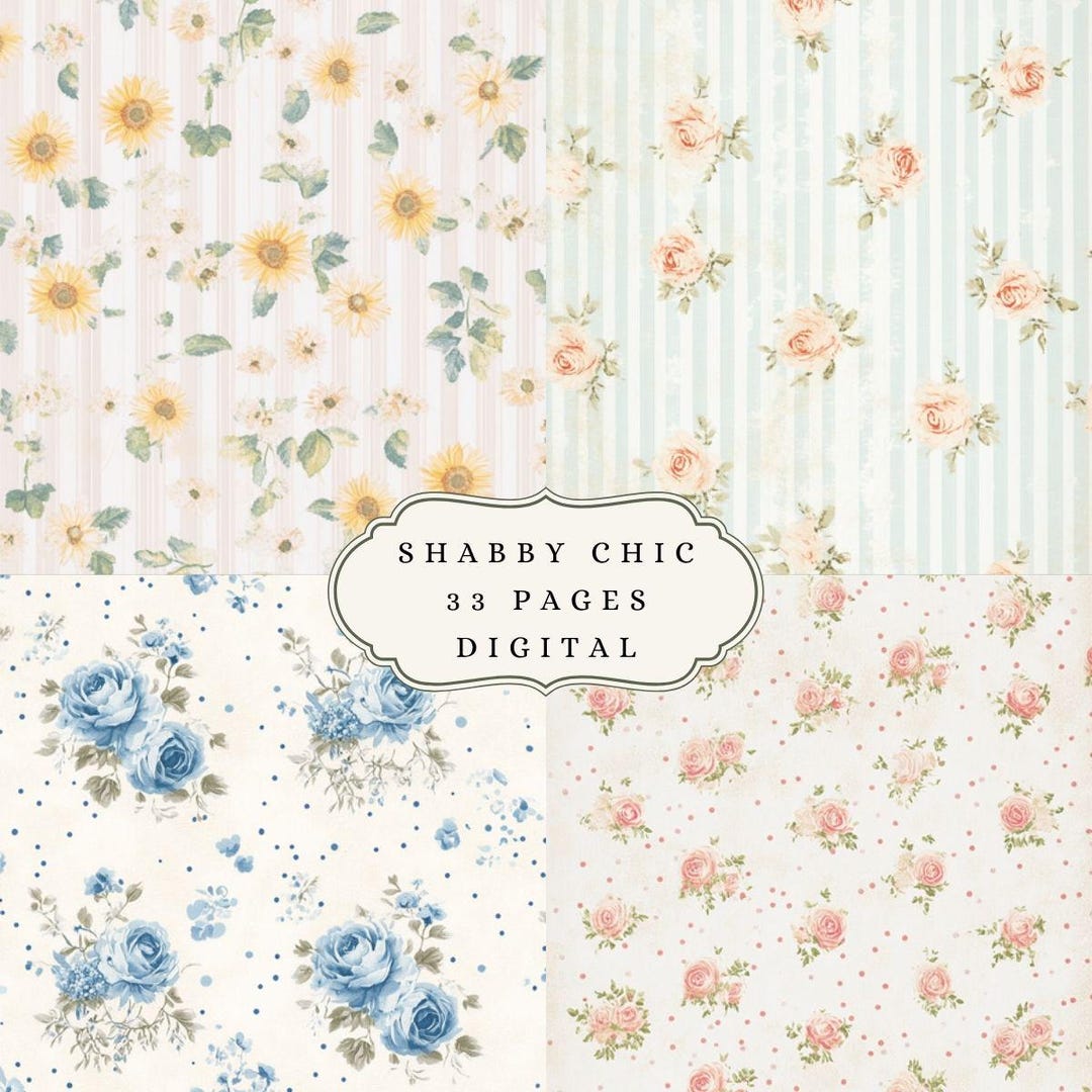Shabby Chic Floral Junk Journal Printable Scrapbook Pages, Digital ...