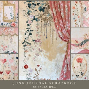 Papel de diário em tons pastel com rosas douradas ornamentadas, vintage chique gasto, páginas de preenchimento floral antigo para scrapbook, convite de casamento e cartão de felicitações