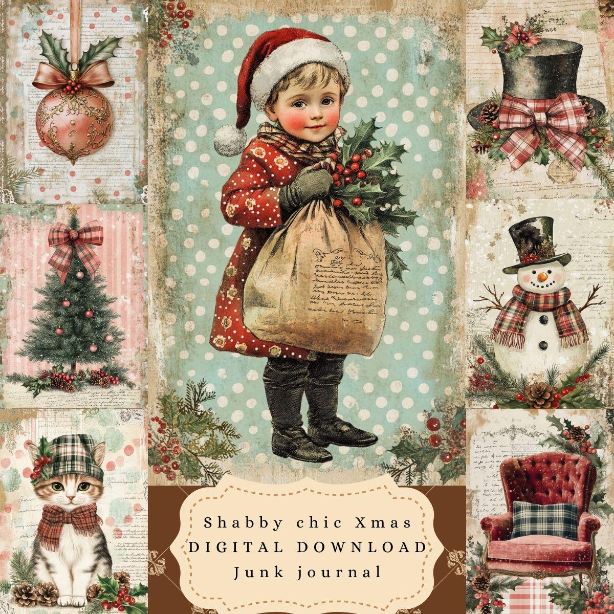 Shabby Chic Classic Vintage Christmas Holiday Junk Journal Pages ...
